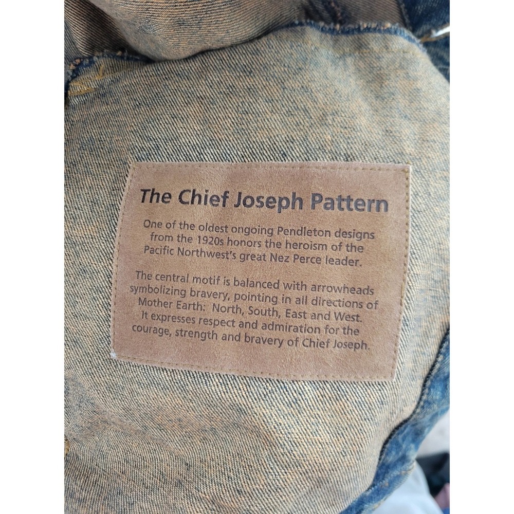 Pendleton High Grade Western Wear Denim Jacket Chief Joseph Wool Yoke Men's S - Picture 12 of 16